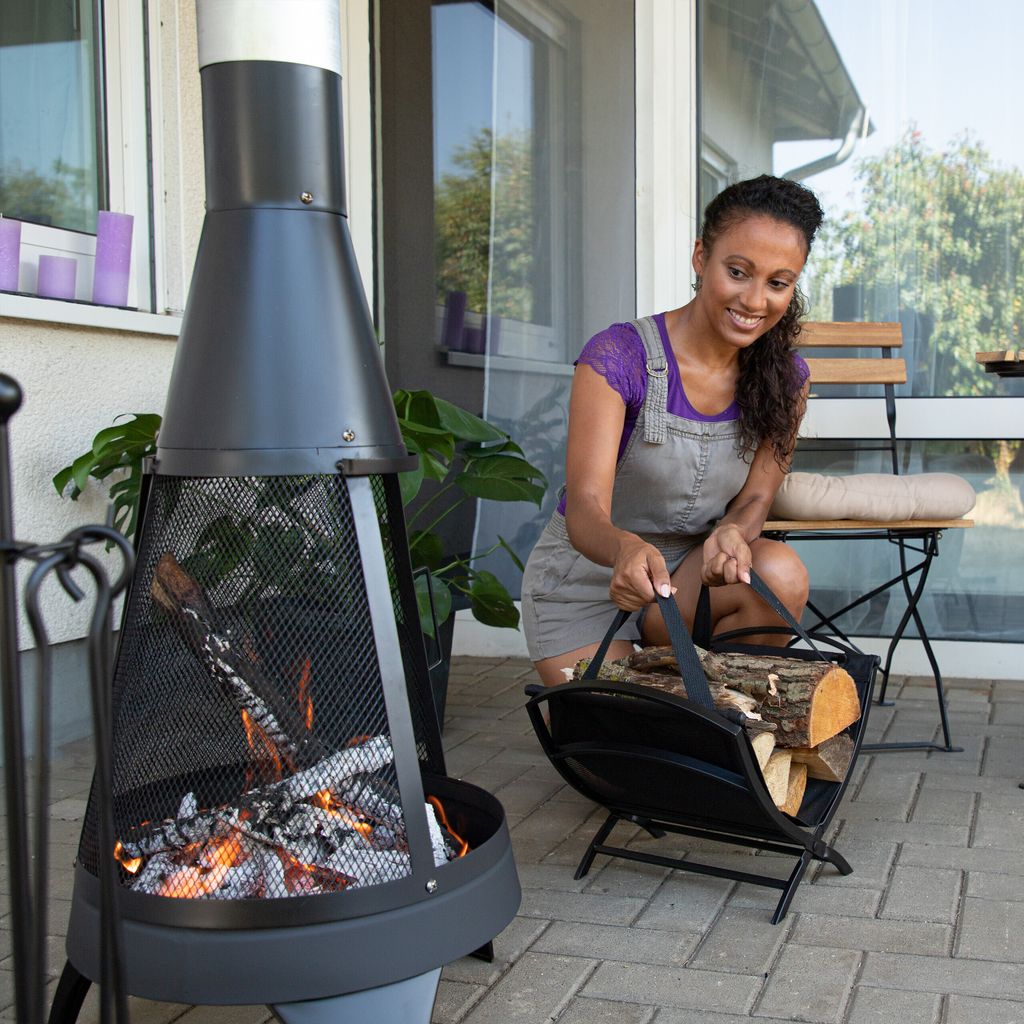 relaxdays Kaminholzkorb 40,0 l schwarz 43,5 x 32,0 x 32,0 Produktbild 5