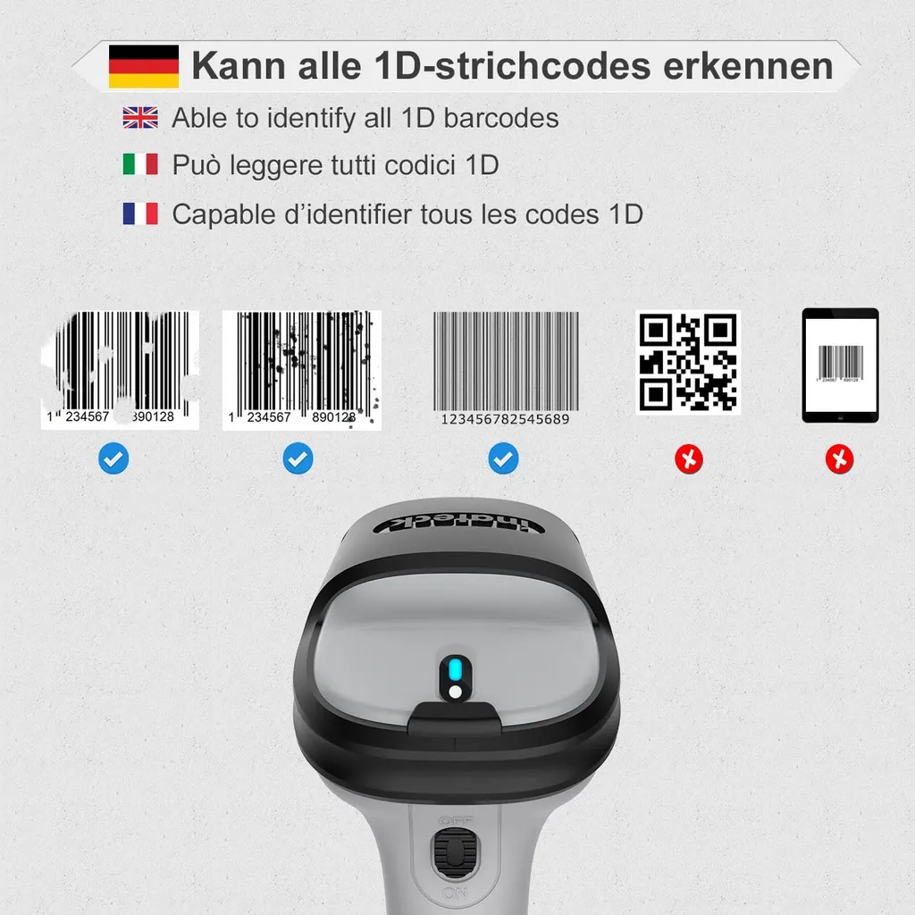 Lecteur Code Barre Inateck BCST-70 Gris - Douchette QR Code Sans Fil - 4