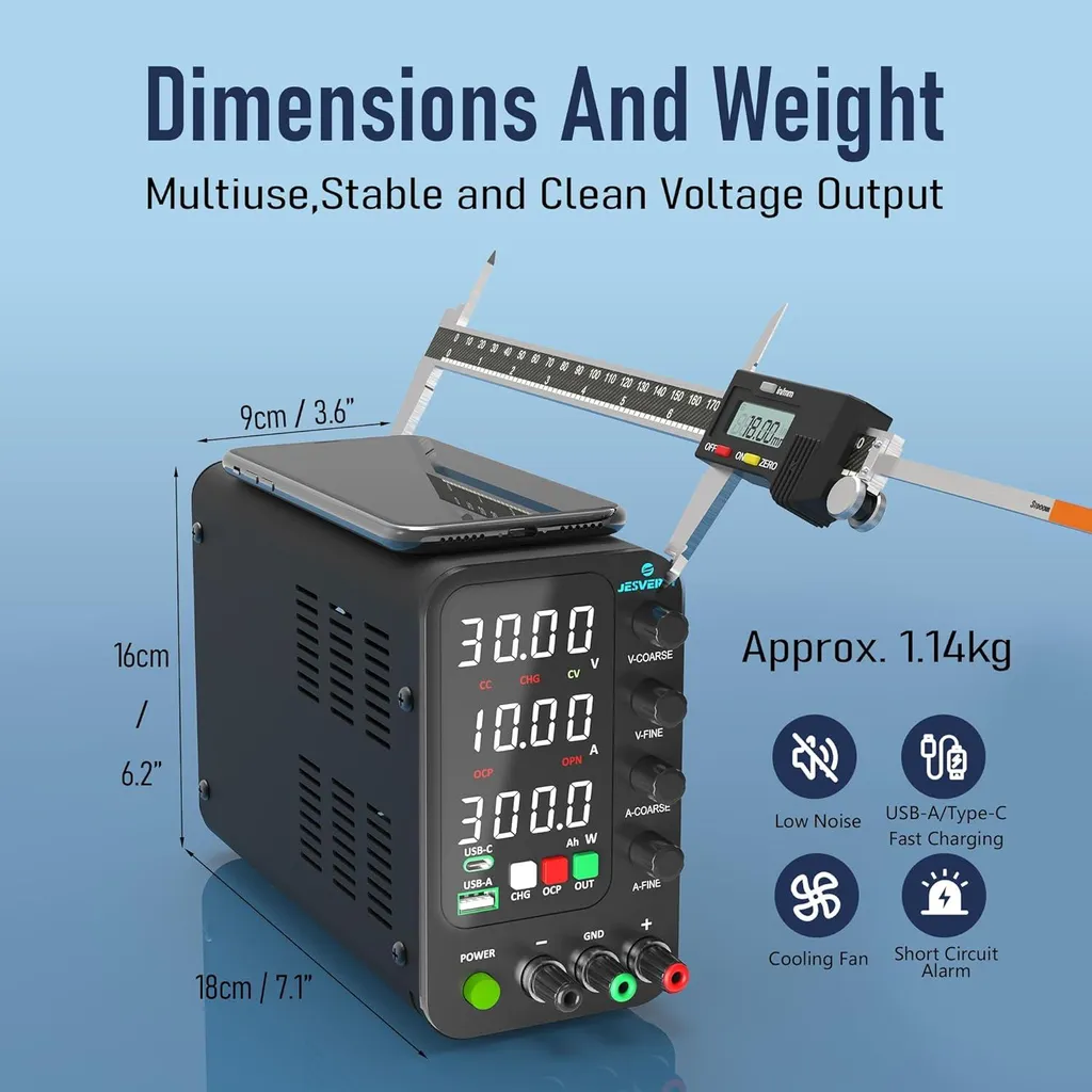Alimentation de Laboratoire Continue Variable 30V 10A avec Port USB