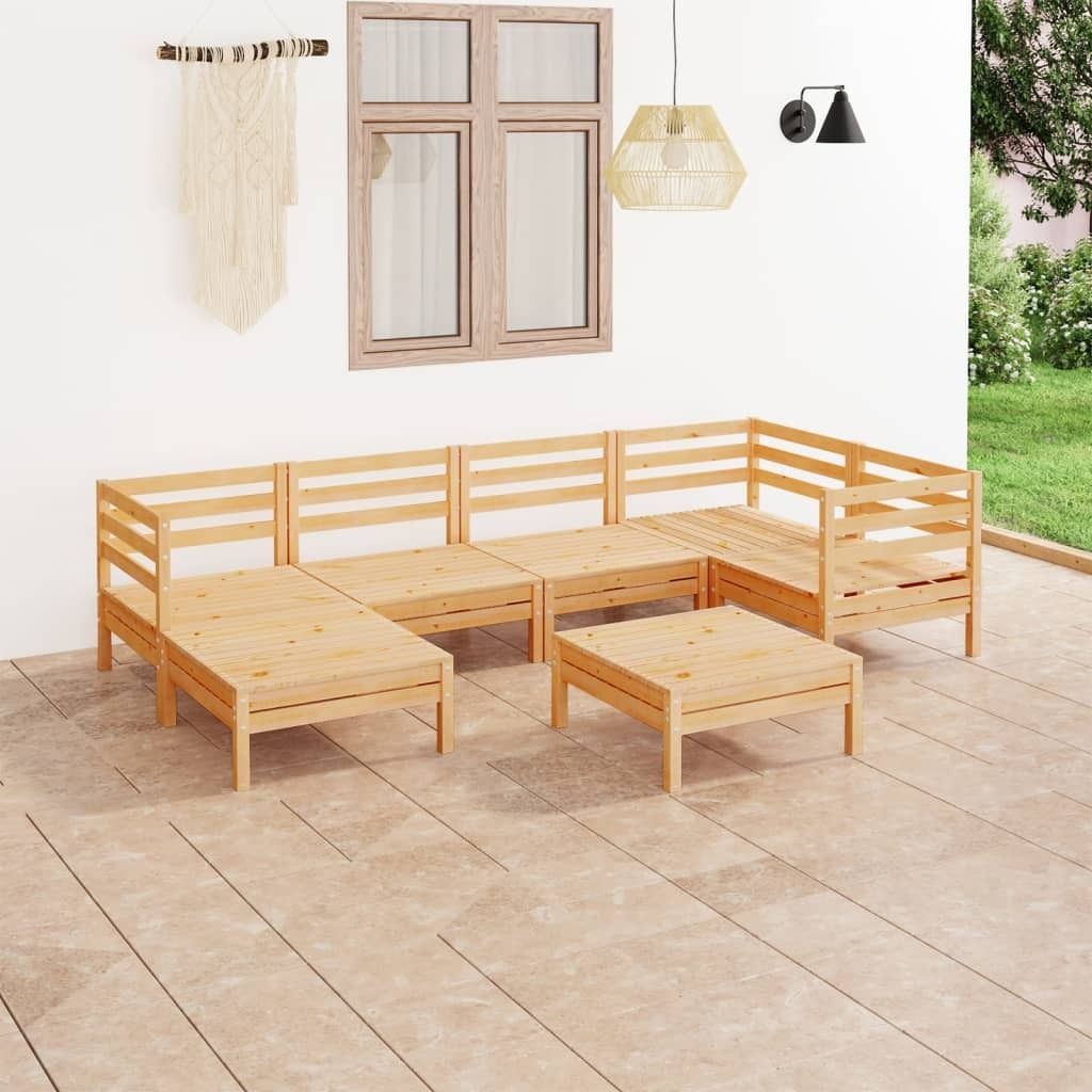 The Living Store 7-tlg. Garten-Lounge-Set Massivholz Kiefer