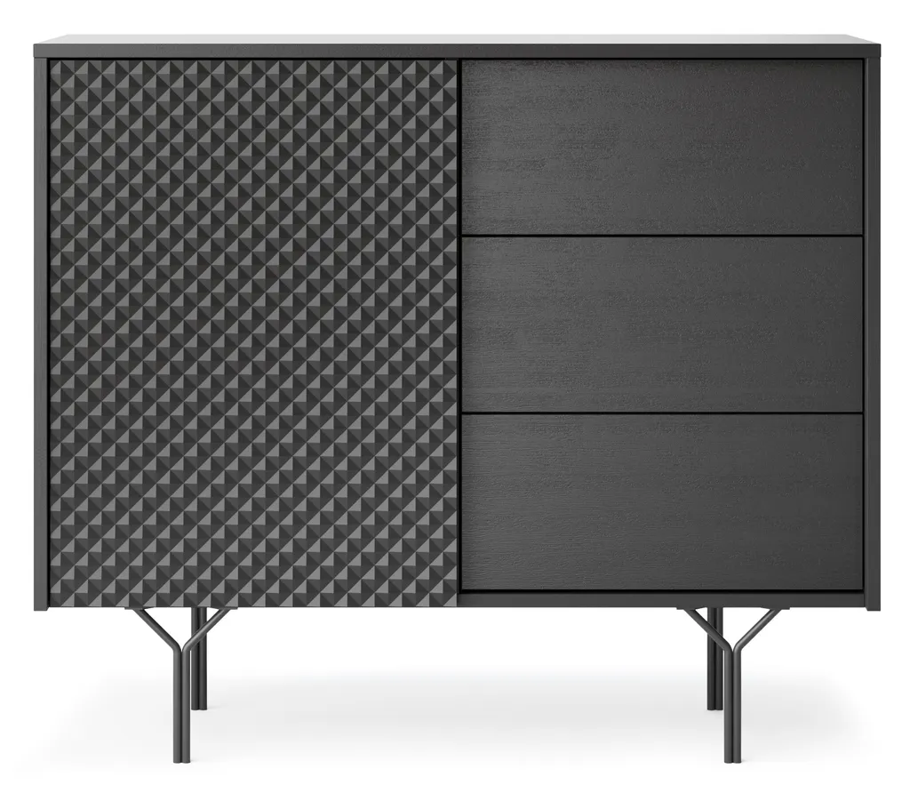 Commode gain de place 97 cm noir graphite 3 tiroirs pour ranger facile - 3