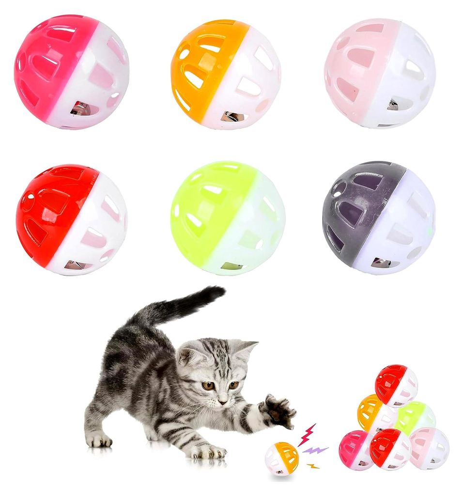 Katzenspielzeug Bälle, Kunststoffbälle für Katzen, Spielbälle für drinnen, zufällige Farben (12 Stück)