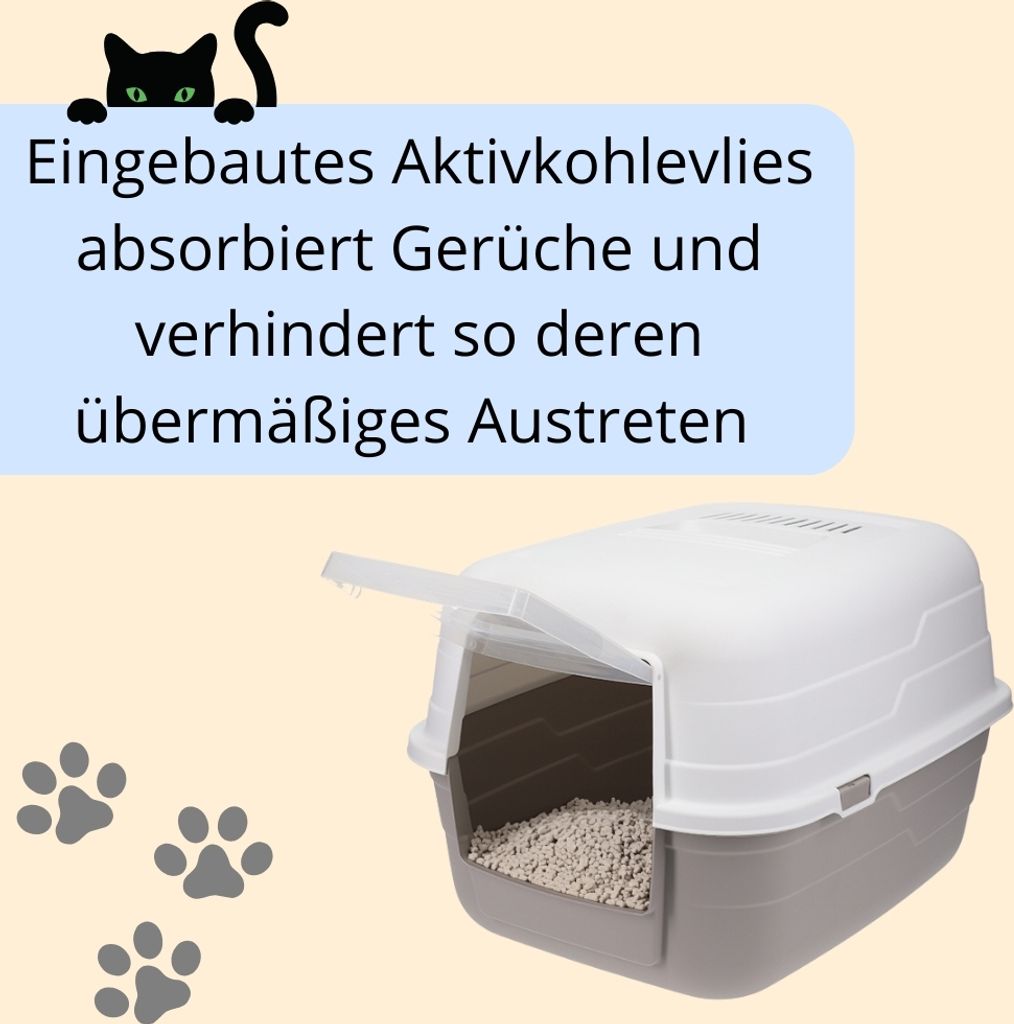 Katzenklo mit Deckel Aktivkohlefilter Katzentoilette Katzen Produktbild 3