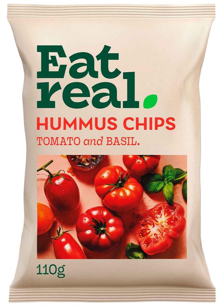Eat Real Hummus Chips Tomato and Basil 110g Produktbild 