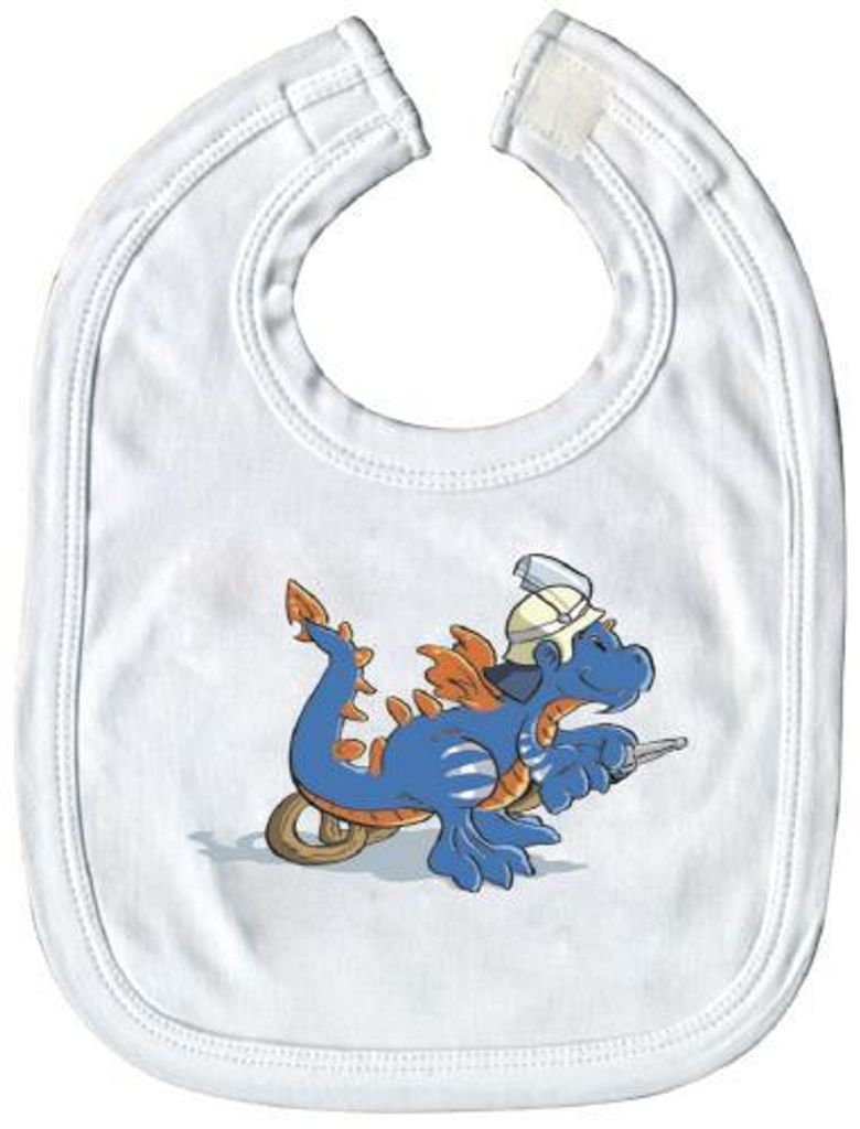 Schlabberlatz Baby-Lätzchen mit Druckmotiv - Feuerwehr Drache - 12723 weiß