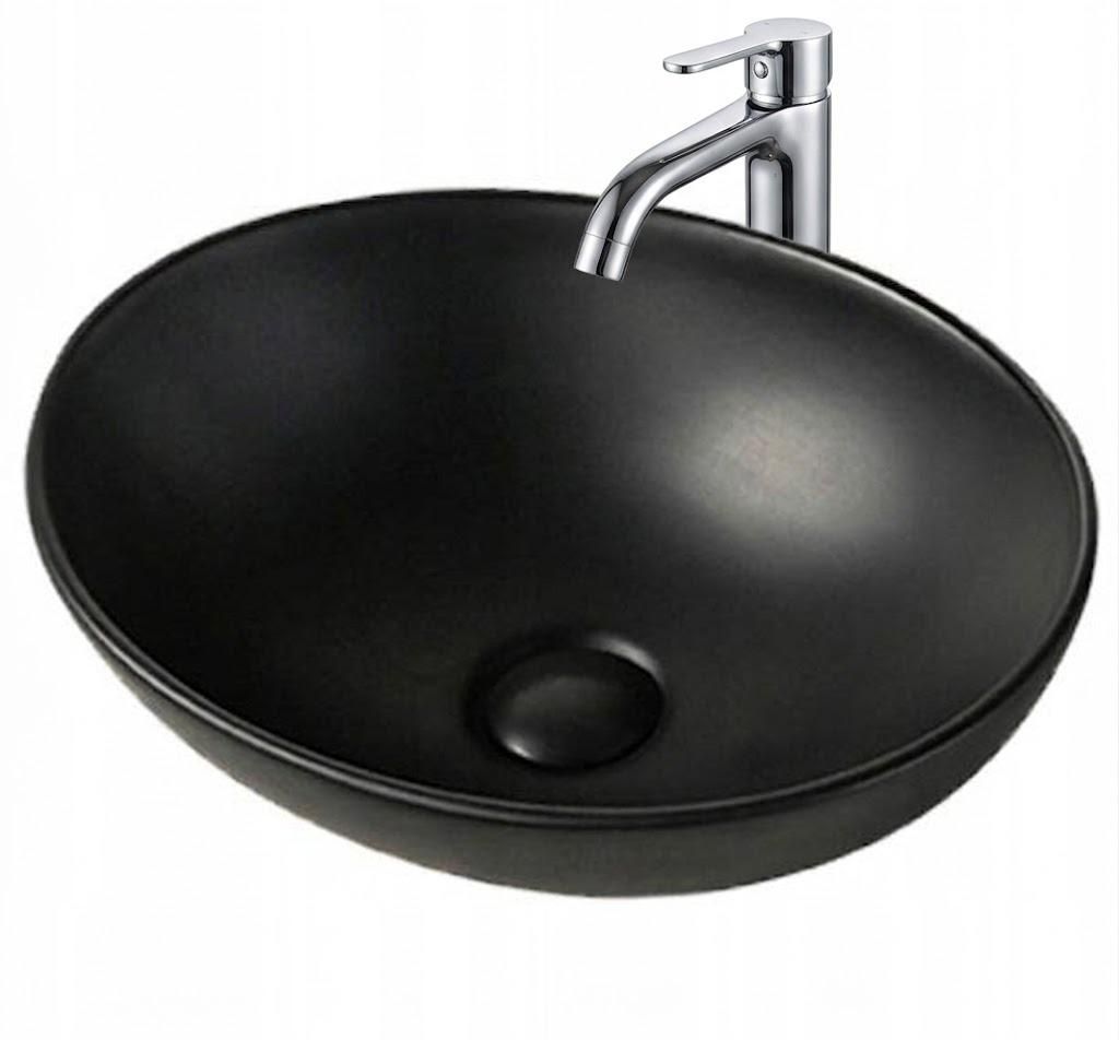 Keramik Waschbecken Aufsatzwaschbecken mattes Schwarz 41x33 Produktbild 