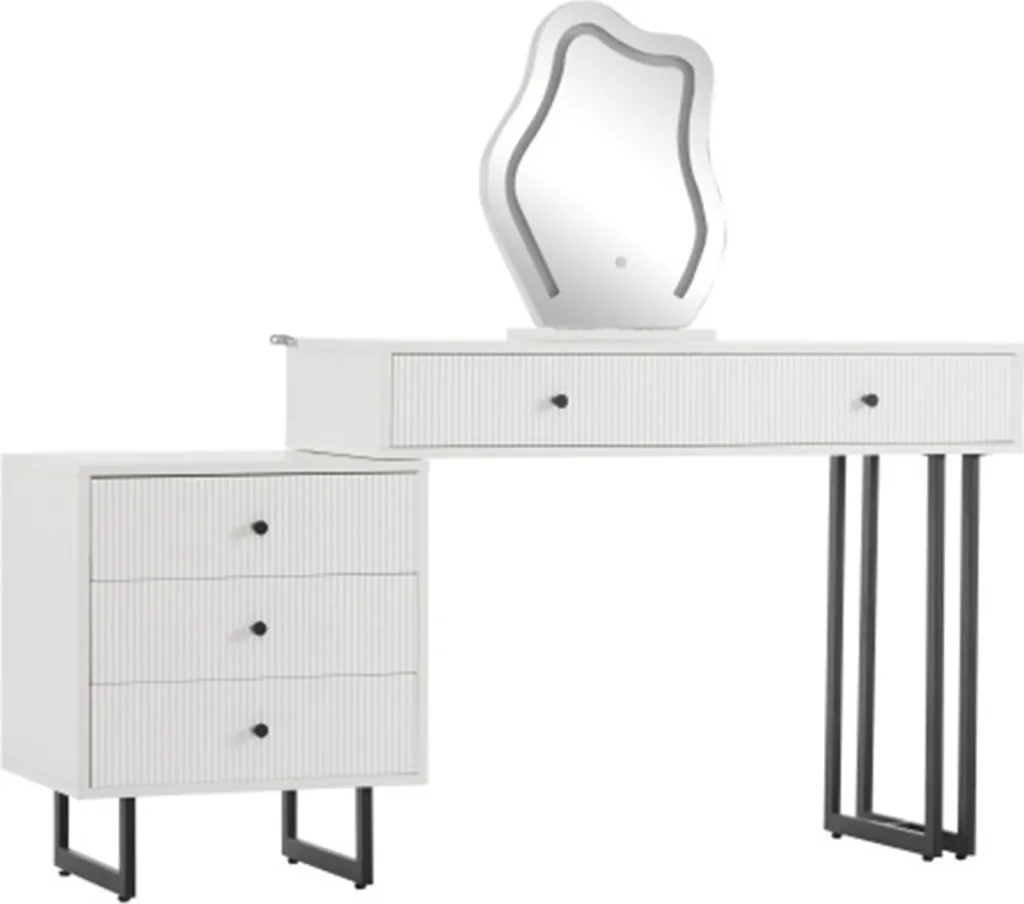 Coiffeuse Miroir LED Tactile Intensité Variable avec Plateau Extensible - 12