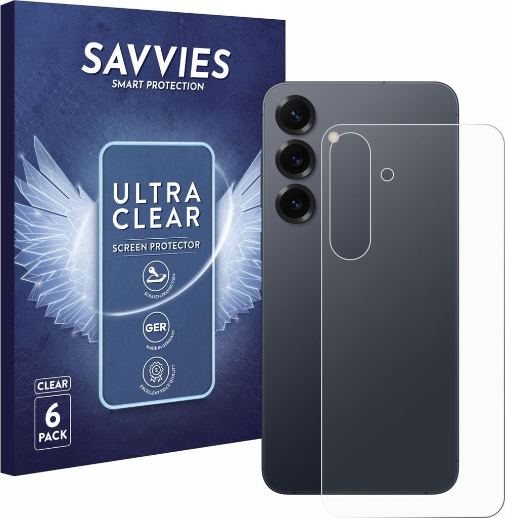 6x Für Samsung Galaxy S25 Plus (Rückseite) Schutzfolie Savvies Displayschutz Display Schutz Folie Klar Transparent