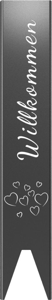 Rost Willkommen Gartenstecker Gartenschild | Garten-Deko | 120cm x 21cm, Design:HerzHimmel Schwarz