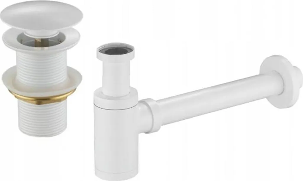 Sifone Bianco Mexen 7991050-20 per Lavabo Rotondo con Tappo Clic-Clac