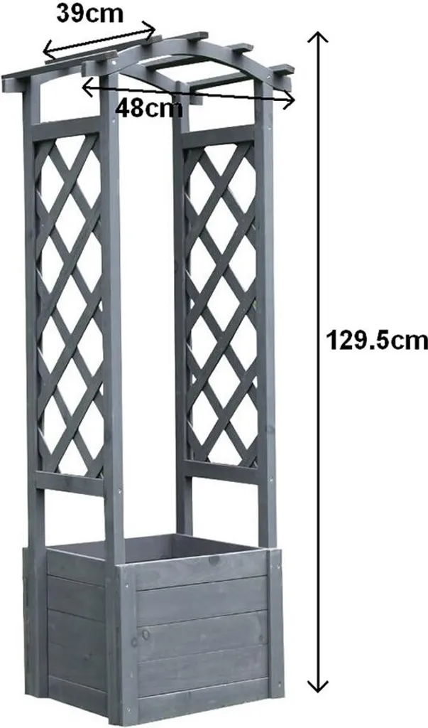 Pergola en Bois avec Bacs à Plantes Intégrés - Gris - Support Rosiers