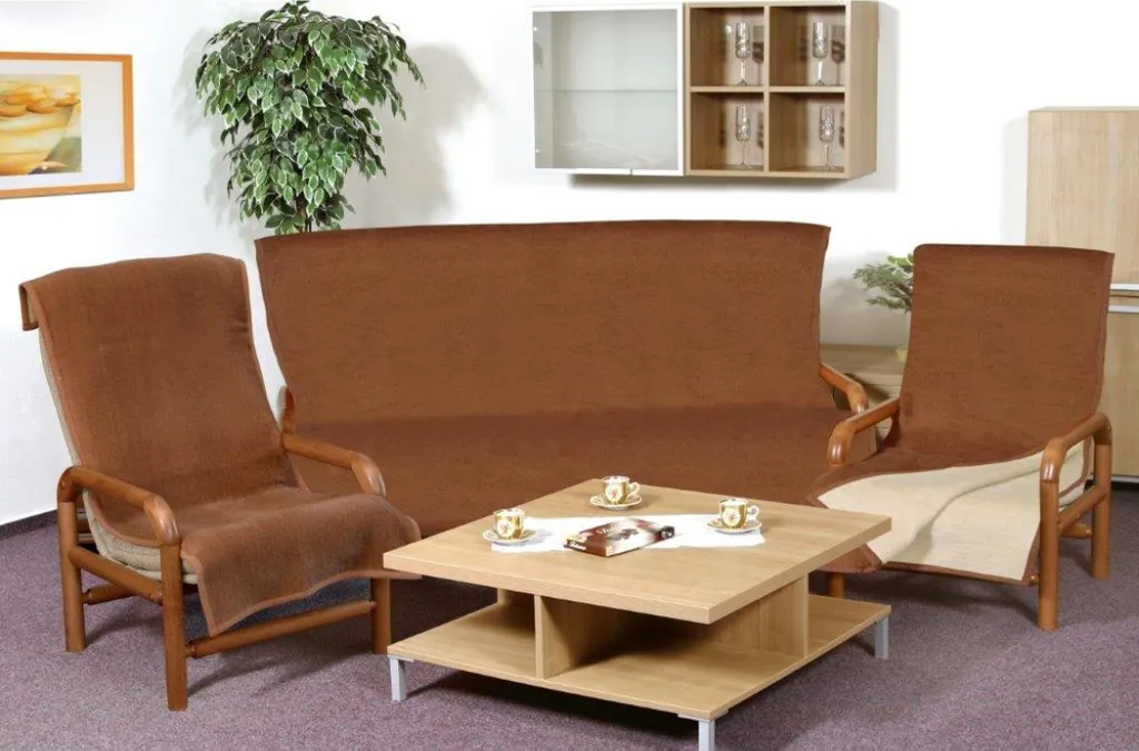 Kira PLUS Copridivano Set 3+1+1 Marrone Beige: Elastico e Lavabile