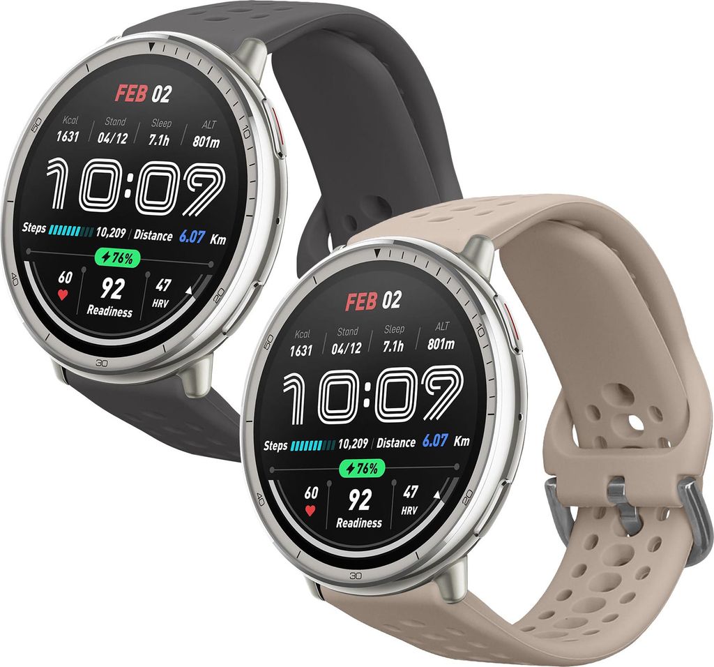 kwmobile 2x Uhrenarmband für 20mm Amazfit Active 2 / 2 Square / Active Edge / Bip 3 / GTS 3 4 Armband - Fitnesstracker Band Set aus TPU Silikon -