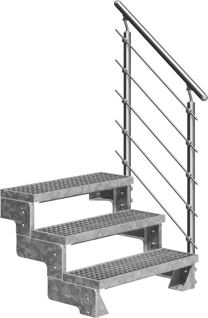 Dolle Außentreppe Gardentop 54-66cm Geschosshöhe mit Gitterrost 80cm breit mit Prova-Geländer