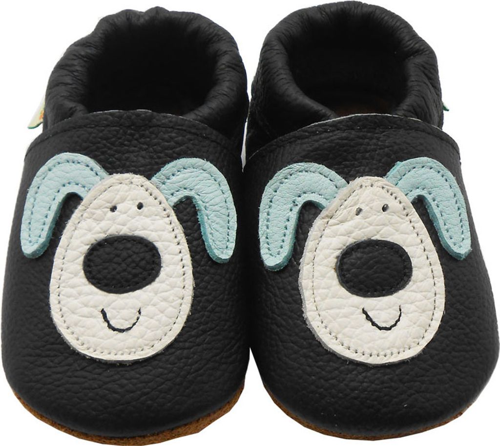 Sayoyo Baby Krabbelschuhe Lauflernschuhe Lederpuschen aus echtem Leder Küken Schwarz (EU 24-25)