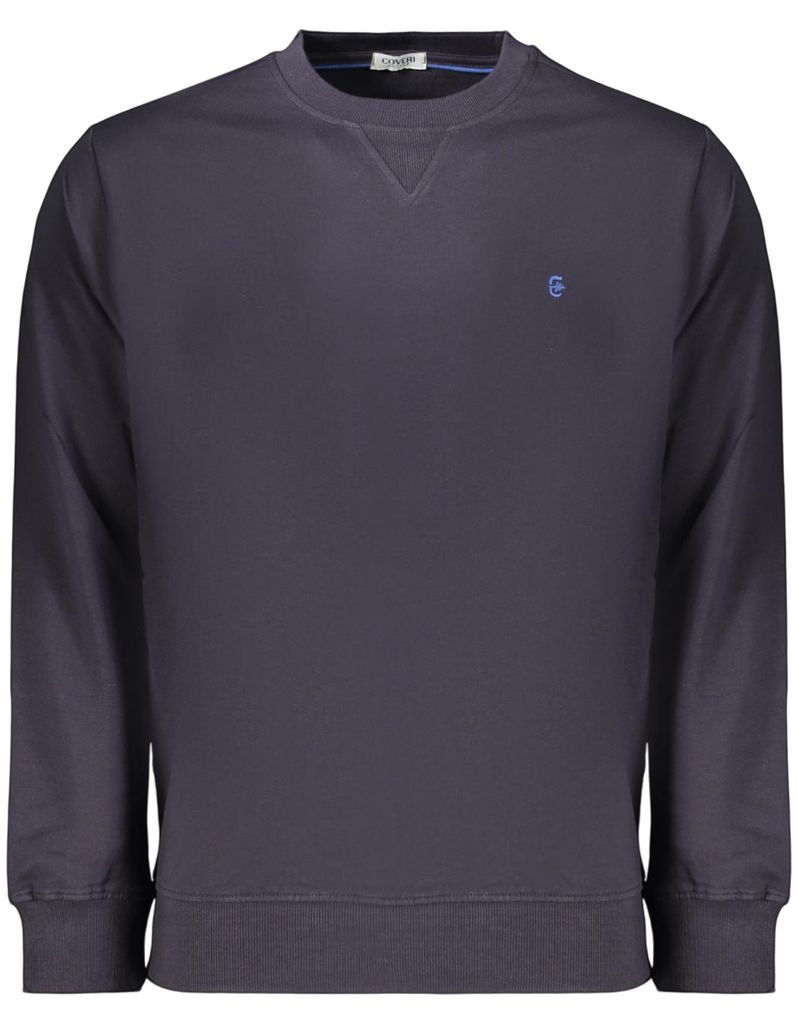 Blaues Herren Rundhals-Sweatshirt - Langarm, Stickerei, Ohne Reißverschluss