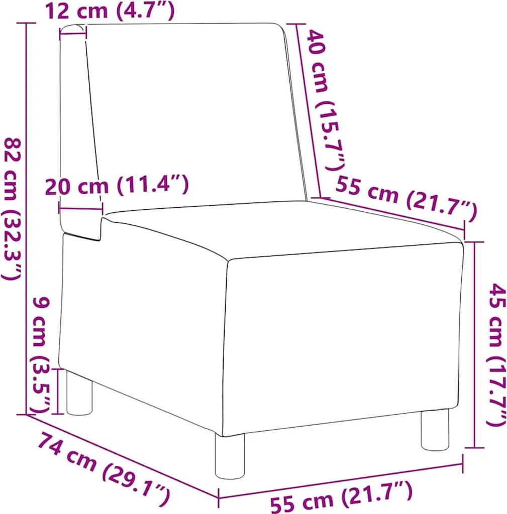 Modulo Divano Velluto Rosa 55 cm | Arredo Modulare Senza Braccioli - 9
