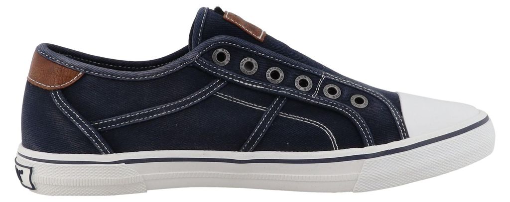 Mustang Herren Sneaker Canvas Slipper im Denim-Look 26M0211005, Größe:45 EU, Farbe:Blau