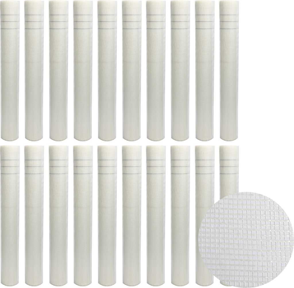 Clanmacy 20 Rolle Armierungsgewebe 160g/m² 4x4mm Putzgewebe Glasfasergewebe Gewebe Weiß 1000m²