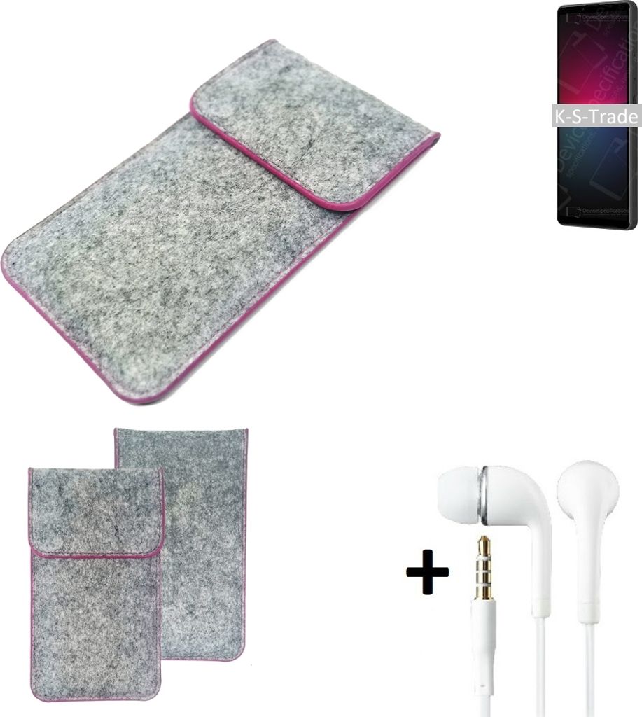 K-S-Trade Handy Schutz Hülle kompatibel mit Sony Xperia 10 IV Schutzhülle Handyhülle Filztasche Pouch Tasche Case Sleeve Filzhülle hellgrau pinker