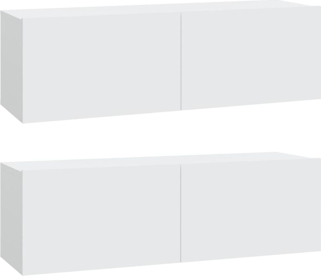 vidaXL Armoires murales TV 2 pcs. Blanc 100x30x30 cm Bois Image du produit 