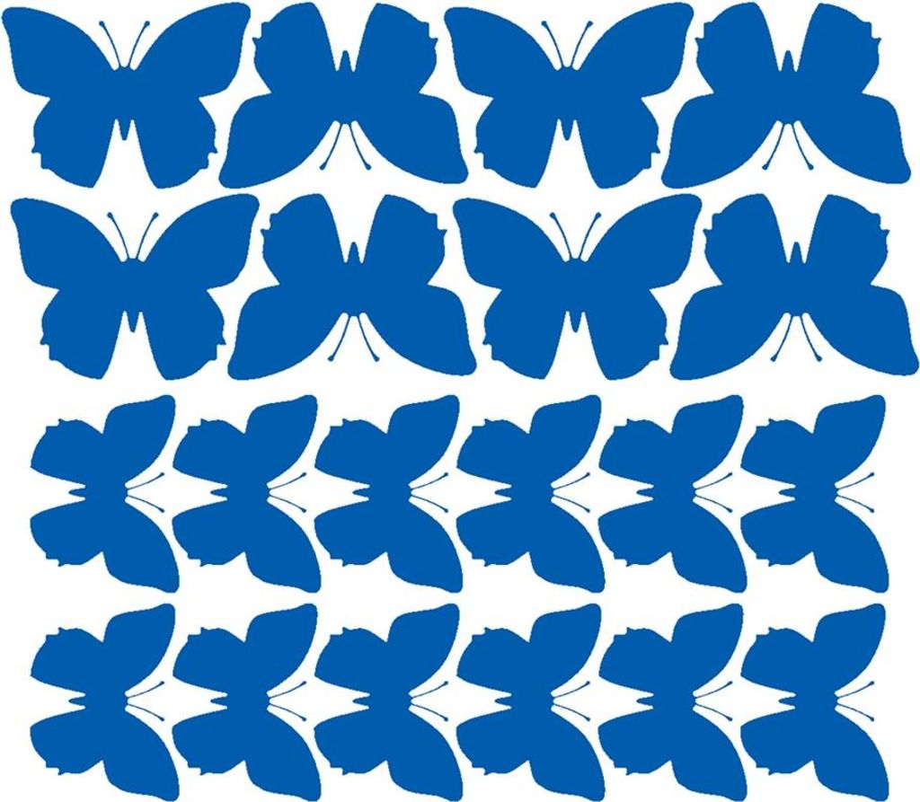 Schmetterlings-Wandaufkleber, große Aufkleber, 20 Stück, blau mit Glanz