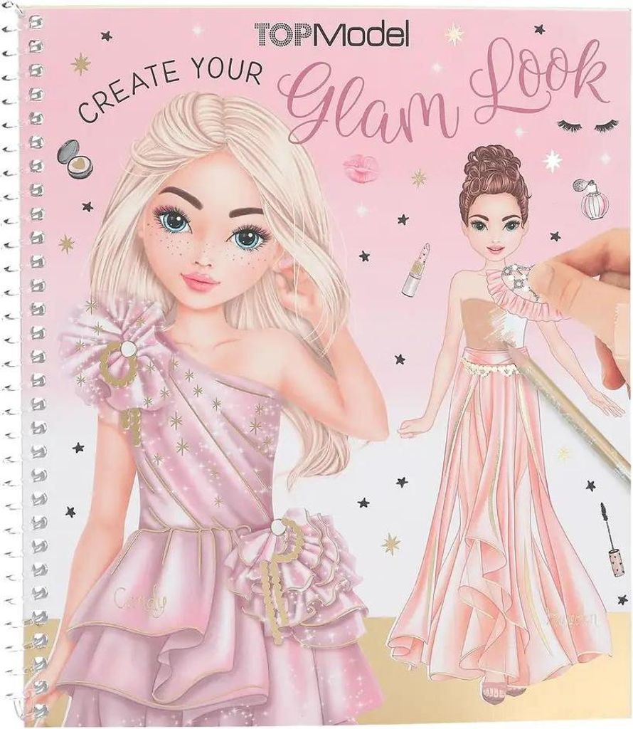 Depesche 13583 TOPModel Create Your Glam Look - Malbuch Set mit 36 Seiten zum Gestalten von Outfits, inkl. 6 Stickerbogen