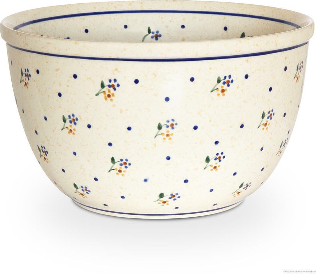 Original Bunzlauer Keramik 2,25 Liter Schüssel Schale Ø20,5 cm besonders hoher Rand Rührschüssel Salatschüssel Beilagenschüssel Obstschale [F...