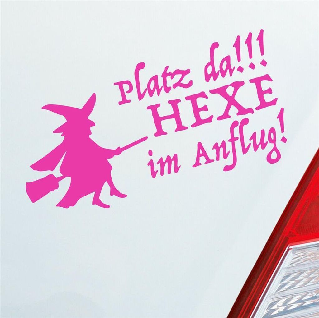 Auto Aufkleber Platz da!!! Hexe im Anflug! Girl 10x20 cm Pink Sticker Heckscheibenaufkleber