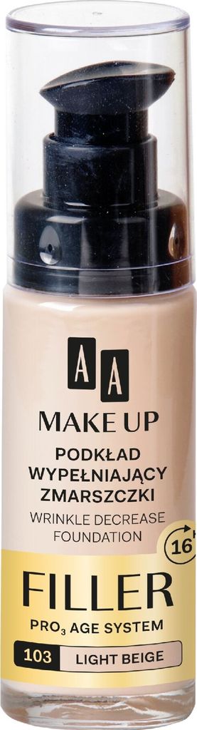 A bottle of foundation with a pump dispenser.