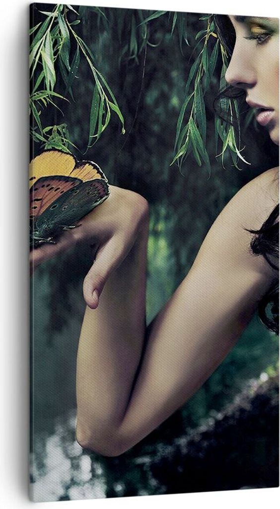 Bild auf Leinwand - Leinwandbild - Körper Kosmetik Mode Schmetterling - 45x80cm - Wand Bild - Wanddeko - Leinwanddruck - Bilder - Kunstdruck - Lei...