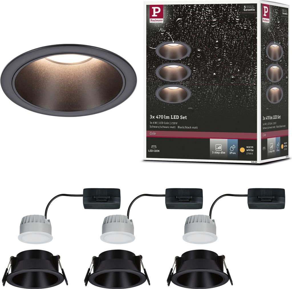 Paulmann LED Einbauleuchte Cole 3er-Set