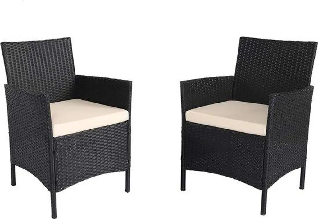 Lot de 2 chaises de balcon blanches en polyrotin pour petits espaces