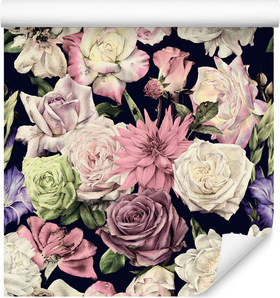 10m VLIES TAPETE Rolle Blumen Rosen Blätter Natur Pflanzen XXL