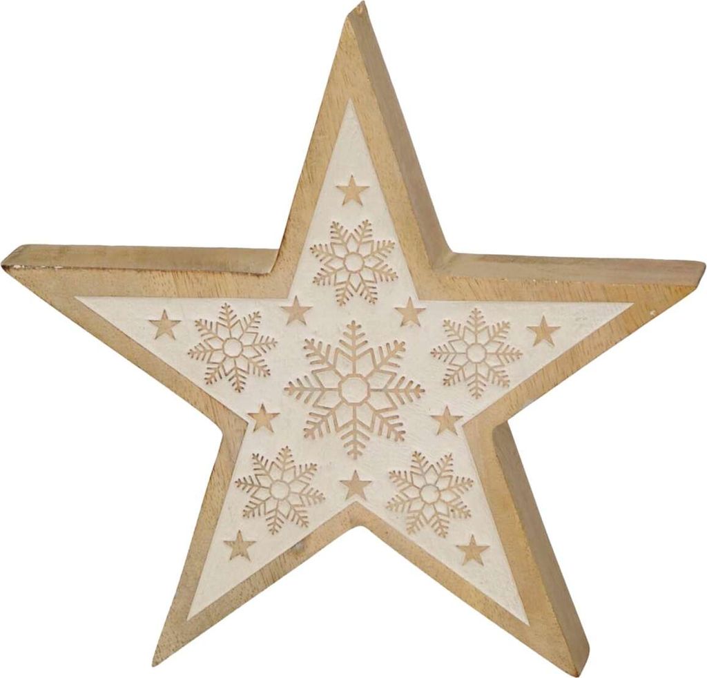 Deko Stern Weihnachtsdeko Fensterbank Holz weiß 20,5 cm