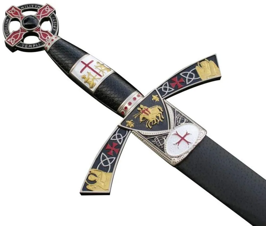 Épée de décoration haut de gamme style Templier - Finition 4112/V Or