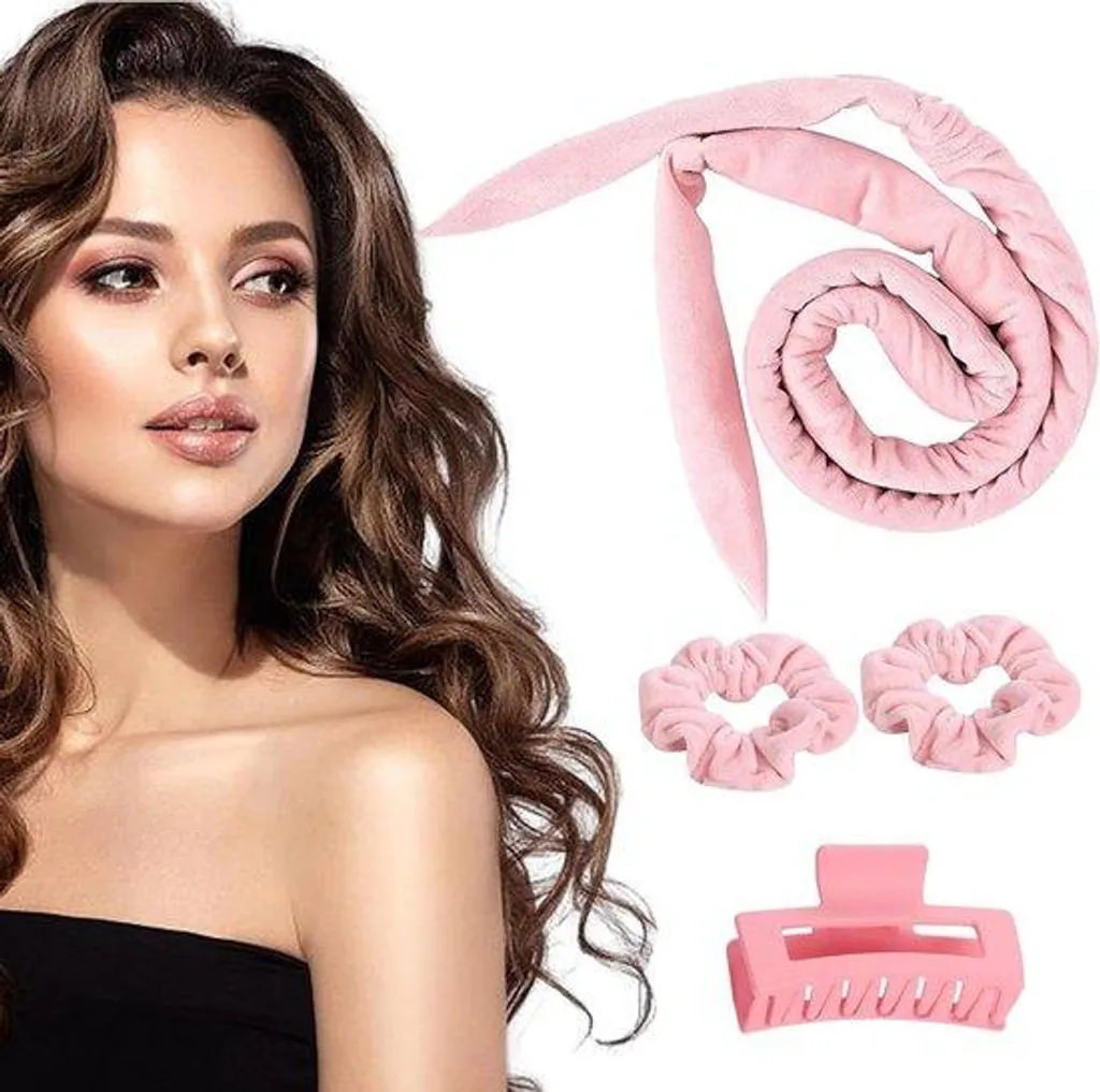 Soin bouclant de nuit rose pour cheveux longs - Grosses boucles sans chaleur