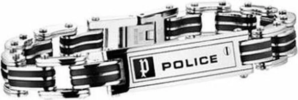 Gourmette pour Homme Police en Acier avec Maillons Noirs - Modèle S