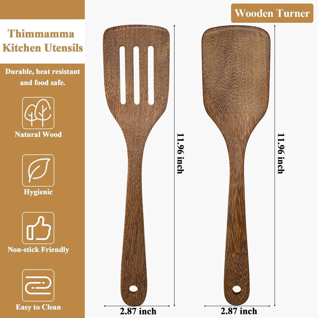 Alpine Cuisine Pfannenwender Aus Holz – 25,4 Cm Mit Schlitz – Perfekt Zum Wenden Von Bratlingen, Fisch & Pfannkuchen