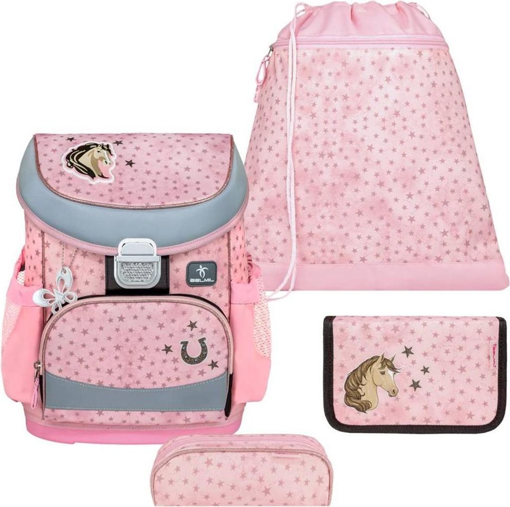 Belmil Mini-Fit ergonomisches Schulranzen-Set 4-teilig "Star Horses" mit Brustgurt