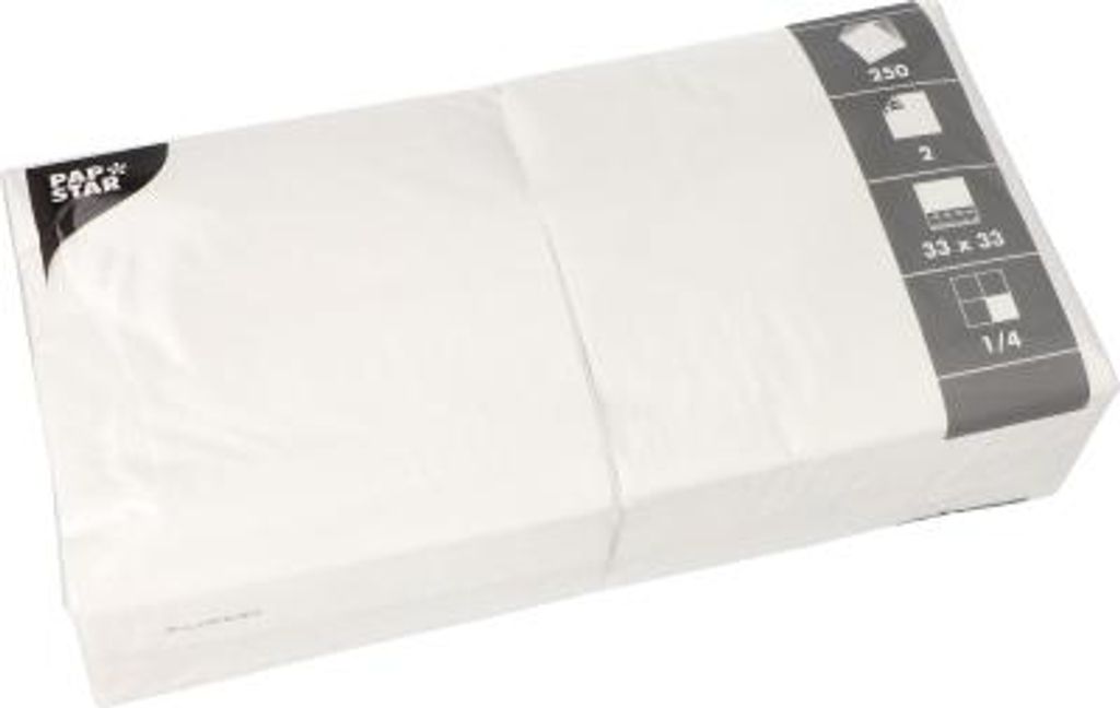 Servietten, 2-lagig 1/4-Falz 33 cm x 33 cm weiss Produktbild 