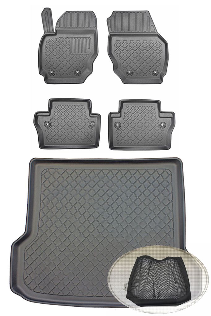 SET Kofferraumwanne Gummifußmatten für Volvo XC70 2 Typ P24 Vor-Facelift Steilheck Geländewagen SUV 5-türer 2007-2013