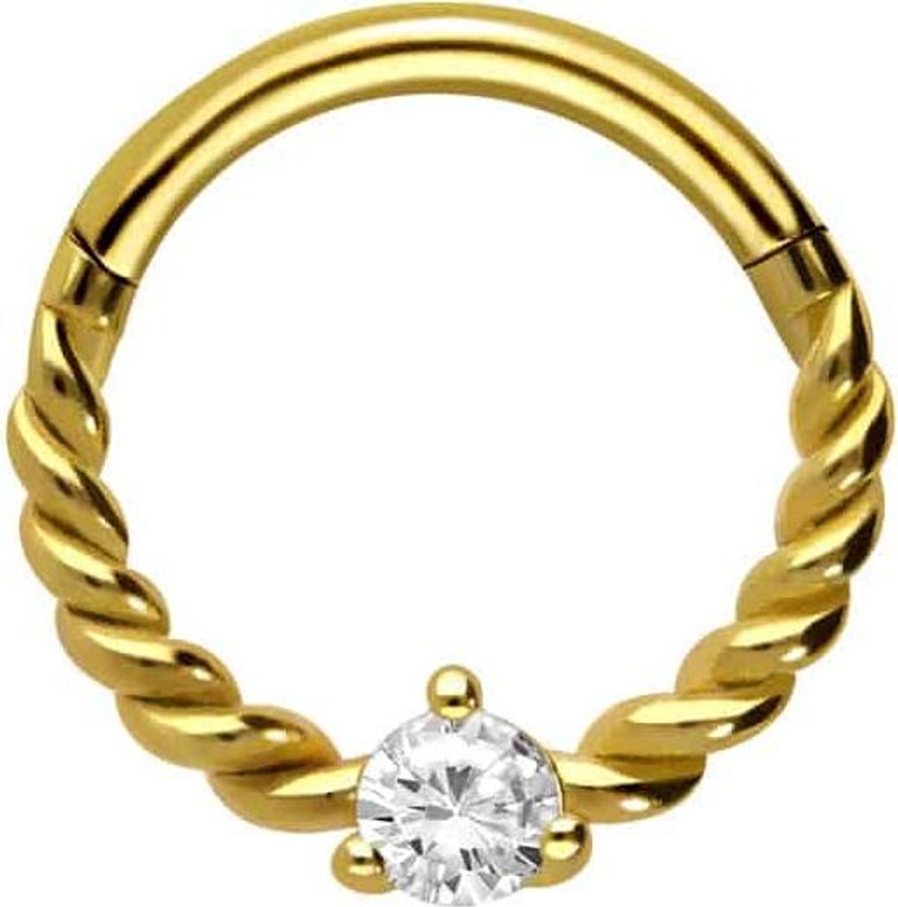 Ohrpiercing, Nasenpiercing, Septum Piercing Chirurgenstahl Segmentring Clicker KRISTALL + GEDREHT