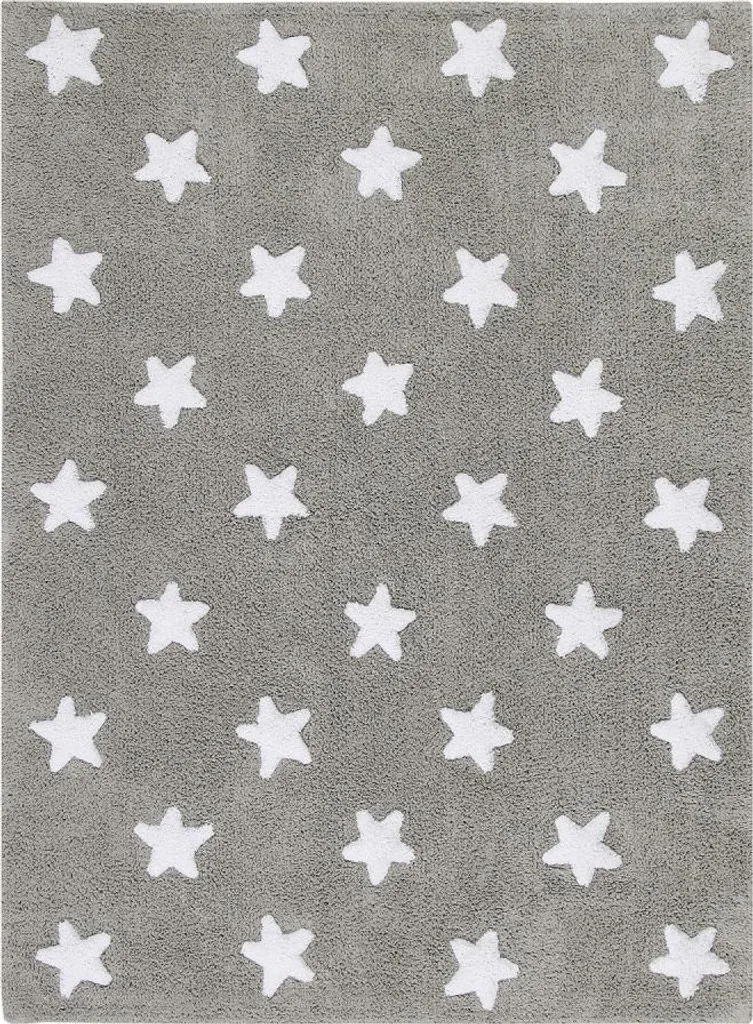Tapis anti-poussière Stars Grey-White 120x160 cm - Coton naturel tissé