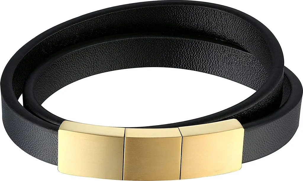 Bracciale Karisma Pelle 2 Scomparti Oro 40cm | Street Fashion Uomo