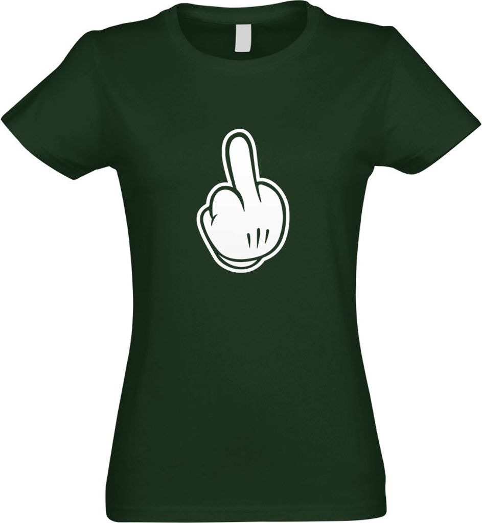 Kiwistar - T-Shirt tailliert - Damen - flaschengrün - Mittelfinger - Fuck Fick Dich! - mit Motiv Bedruckt - Funshirt Design - Sport - Freizeit - D...