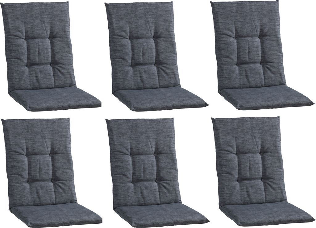 Gartenstuhlauflagen - Dunkelgrau - Mittellehner - 6er Set