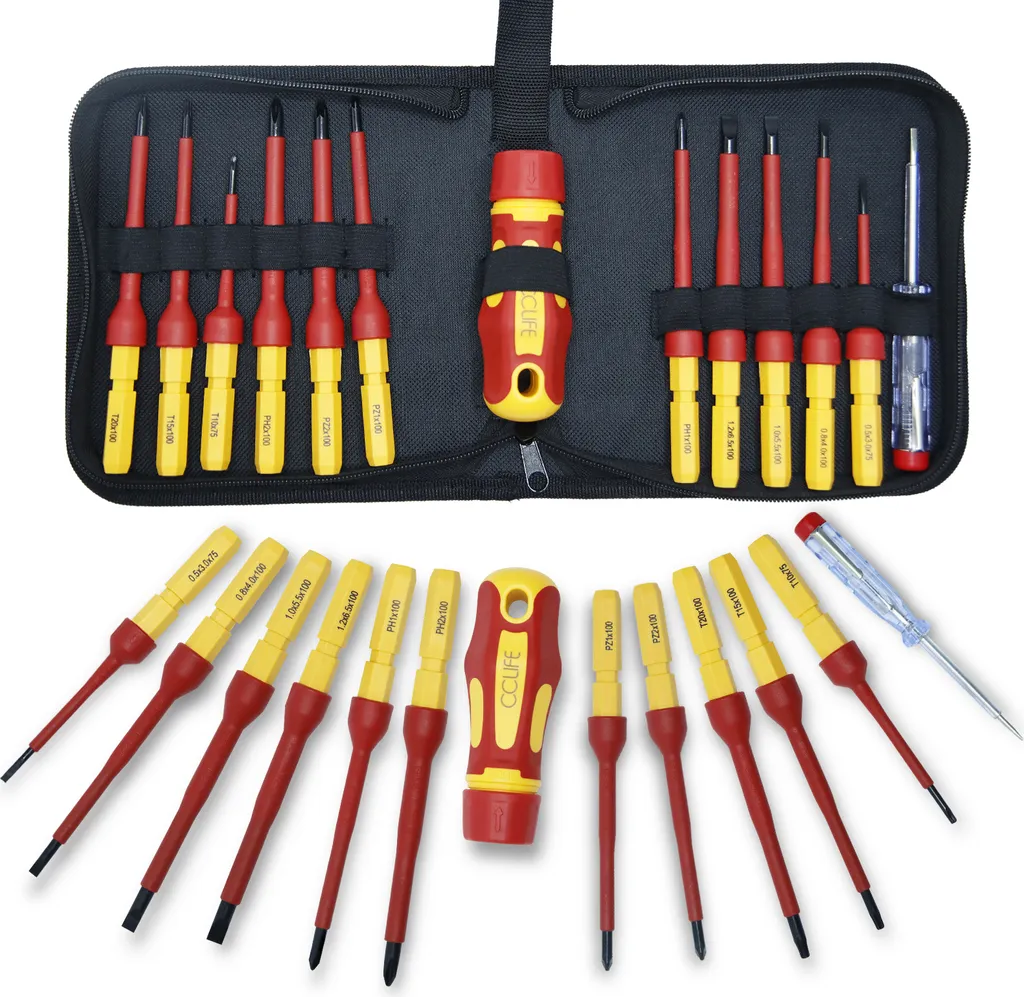 Jeu de Tournevis pour Électricien Isolés 1000V - 13 Pcs avec Lames de Rechange