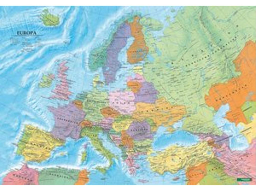 Europa politisch, Poster 1:6 000 000 Metallbestäbt in Rolle