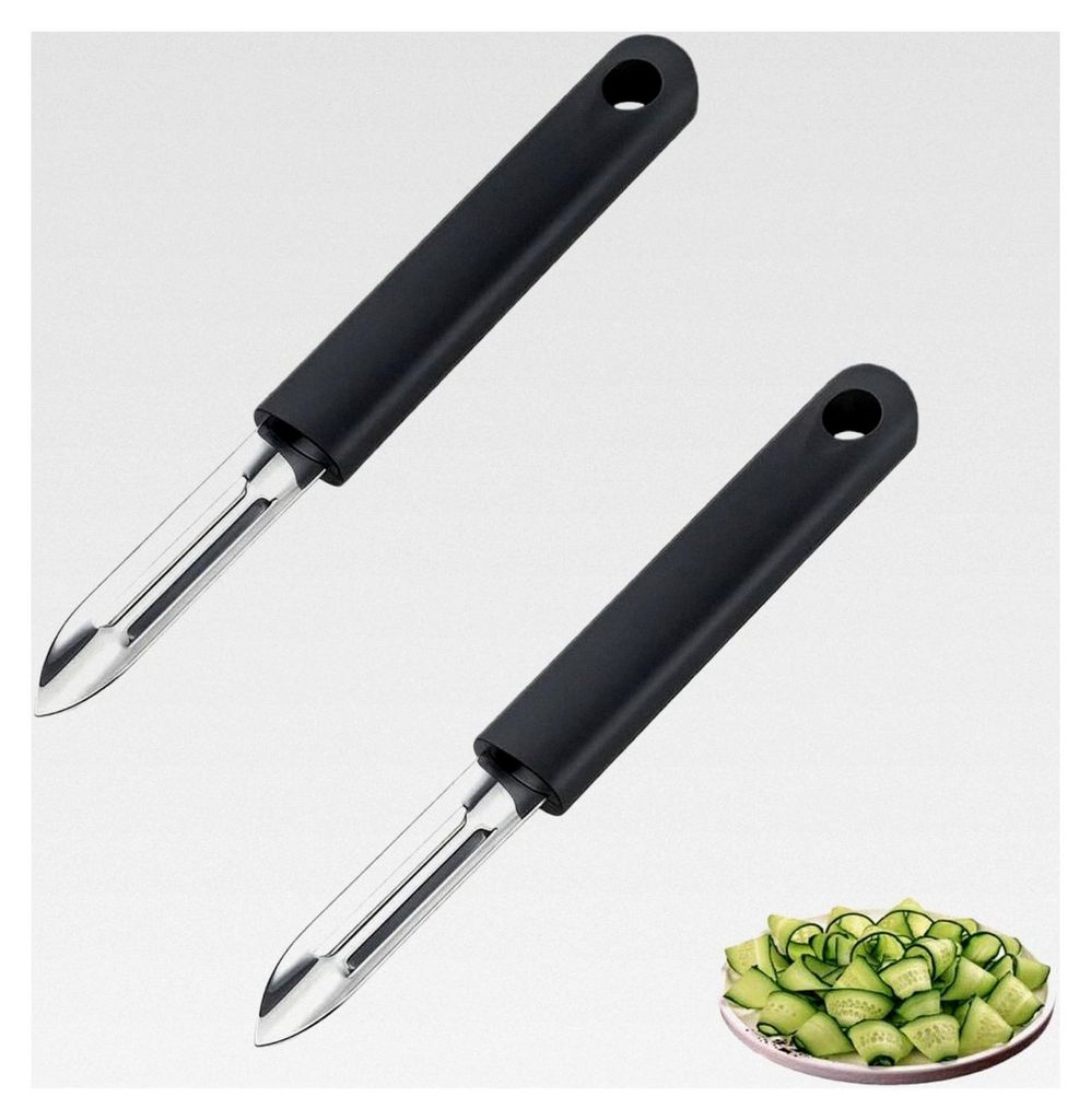 2 Stück Edelstahl Sparschäler Set, Kartoffelschäler mit Doppel Klinge für müheloses Schälen von Gemüse und Obst
